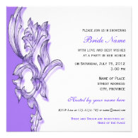 Elegant purple floral bridal shower invitation.