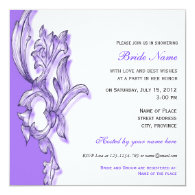 Elegant purple floral bridal shower invitation. announcement