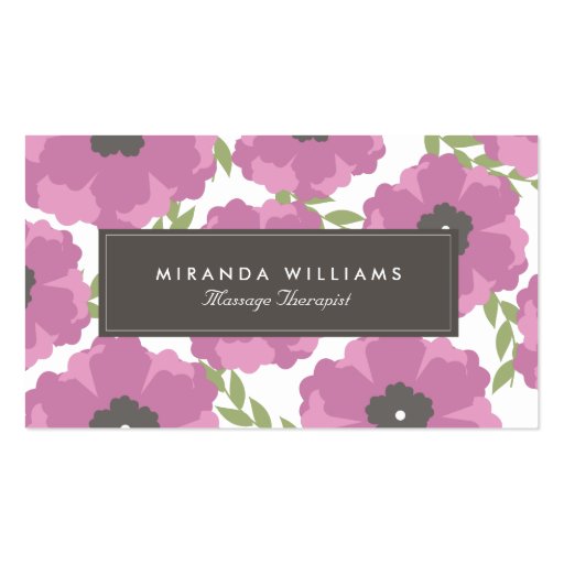 Elegant Purple Floral Business Cards (front side)