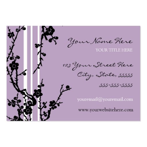 Elegant Purple Floral Business Cards (back side)