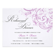 Elegant Purple Floral Rehearsal Dinner Invitation