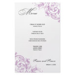 Elegant Purple Floral Wedding Menu Customized Stationery