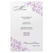 Elegant Purple Floral Wedding Menu Customized Stationery
