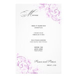 Elegant Purple Floral Wedding Menu Customized Stationery