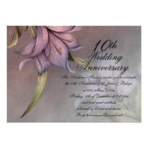 Elegant Purple Flower Wedding Anniversary Invite invitations