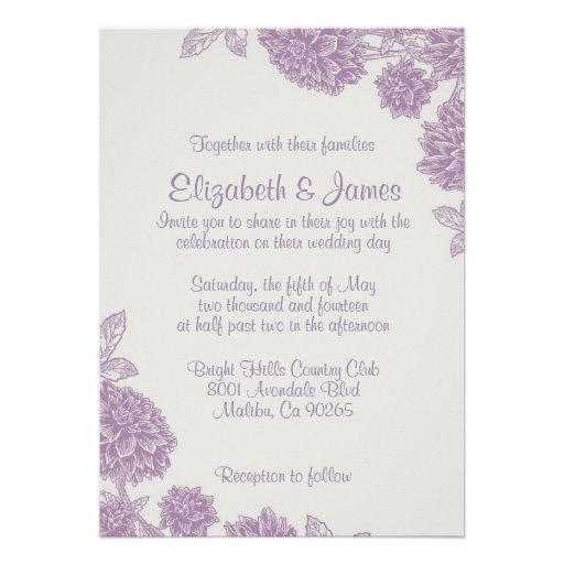 Elegant Purple Flower Wedding Invitations