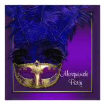 Elegant Purple Gold Masquerade Party Invitations
