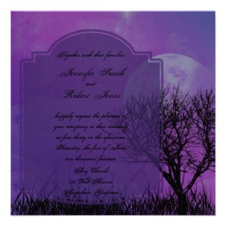 Elegant Purple Gothic Posh Wedding Invitation