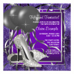 Elegant Purple High Heels Womans Birthday Party Personalized Invites