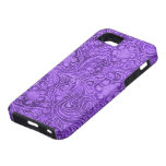 Elegant Purple Leather Look Floral Embossed Design iPhone 5 Covers