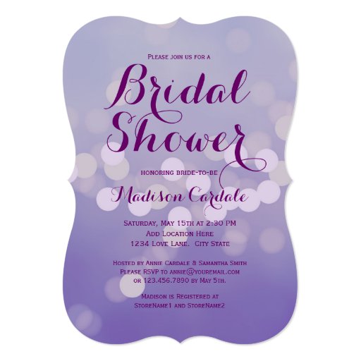 Elegant Purple Lilac Bridal Shower Invitations Zazzle