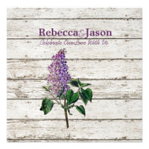 elegant Purple Lilac floral country wedding Custom Announcements