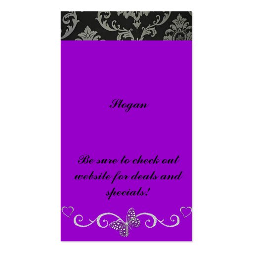 Elegant purple make up artist business card (back side)