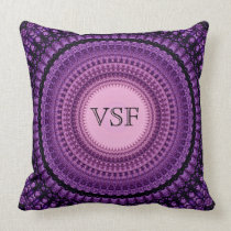 Elegant Purple Mandala monogram pillow cushion pillows