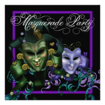 Elegant Purple Masquerade Party Invitations