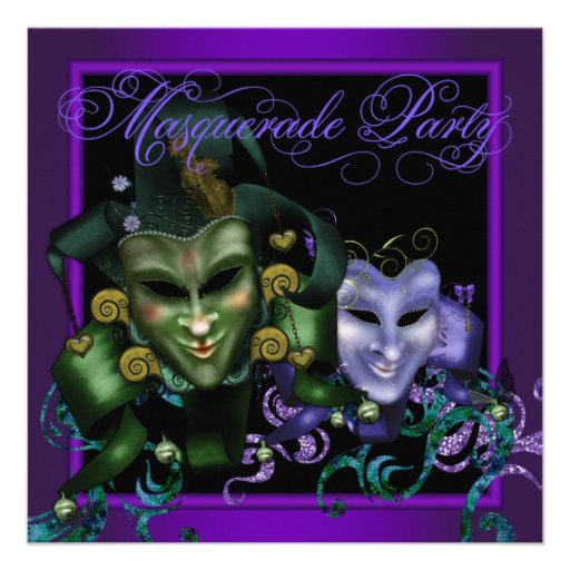 Elegant Purple Masquerade Party Invitations