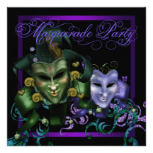 Elegant Purple Masquerade Party Invitations
