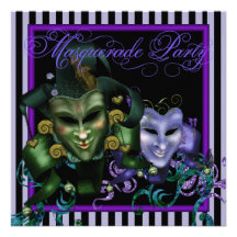 Elegant Purple Masquerade Party Invitations