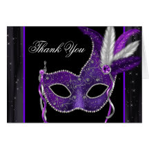 Elegant Purple Masquerade Party Thank You Card