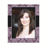 Elegant Purple Mauve Damask Photo Frame canvas prints