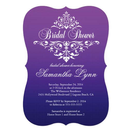 Elegant Purple Ombre wBridal Shower Invitation