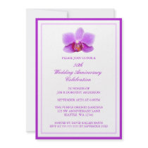 Elegant Purple Orchid 50th Wedding Anniversary Invitations