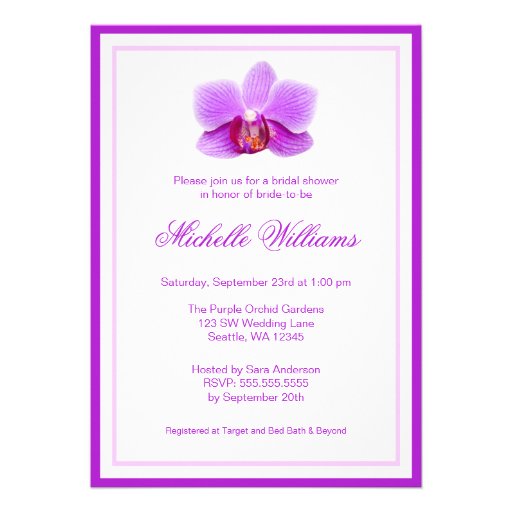 Elegant Purple Orchid Bridal Shower Invites