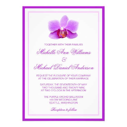 Elegant Purple Orchid Wedding Invitations