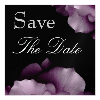 Elegant PURPLE Petals Wedding Save the Date Invite