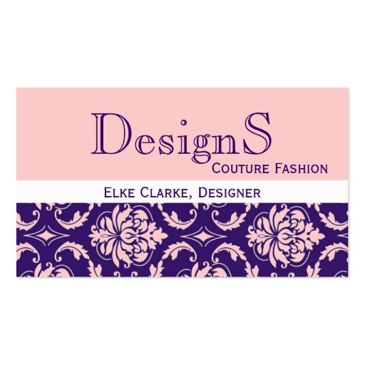 Elegant Purple Pink Damask Fashion Business Card