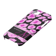 Elegant Purple & Pink Leopard spots with monogram iPhone 5 Covers