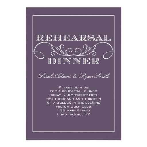 Elegant Purple Rehearsal Dinner Invitation