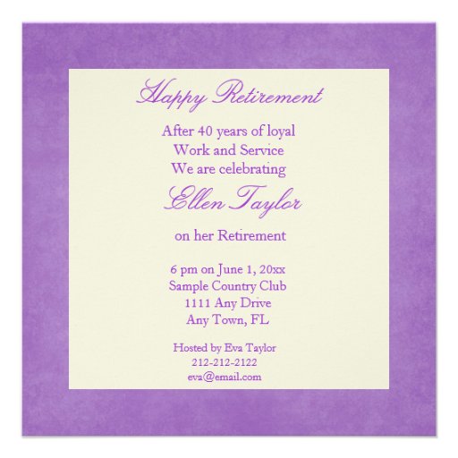 elegant Purple Retirement Party Invitation