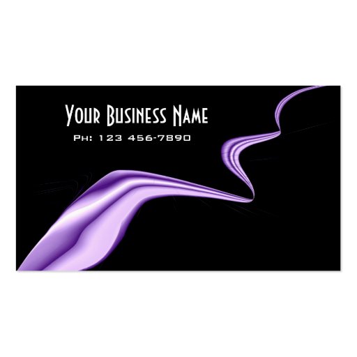 Elegant Purple Ribbon Business Card (front side)