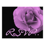 Elegant Purple Rose RSVP Wedding Response Card Invites