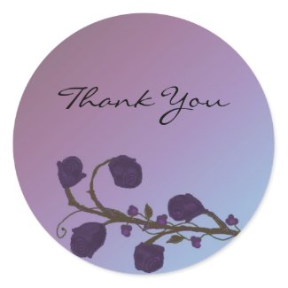 Elegant Purple Rose Thank You sticker