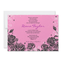 Elegant Purple Roses Baby Naming Invitation Hebrew