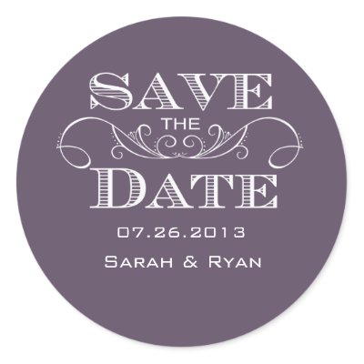 Elegant Purple Save the Date Sticker