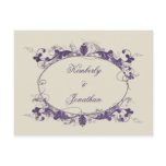 Elegant Purple Scroll Frame Save The Date postcards