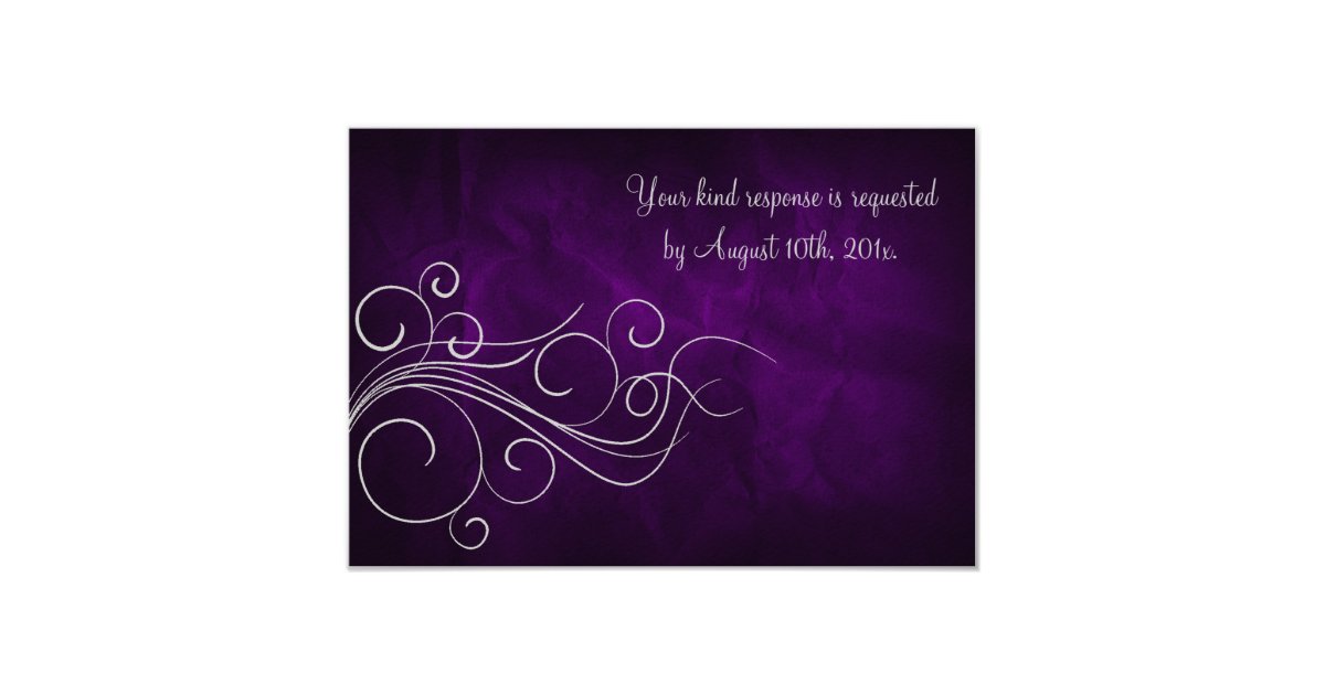 Elegant Purple Silver Wedding RSVP Card Zazzle