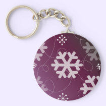Elegant Purple Snowflake Design keychains