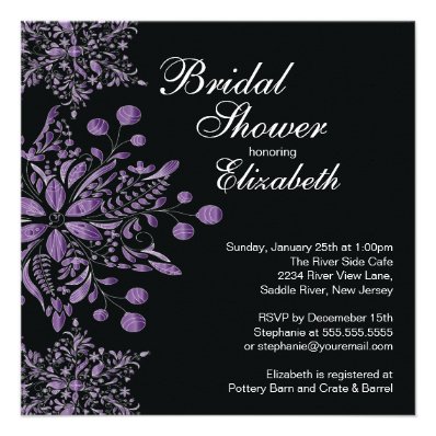 Elegant Purple Snowflakes Winter Bridal Shower Custom Announcement