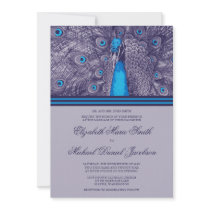Elegant Purple Teal Peacock Wedding Invitation