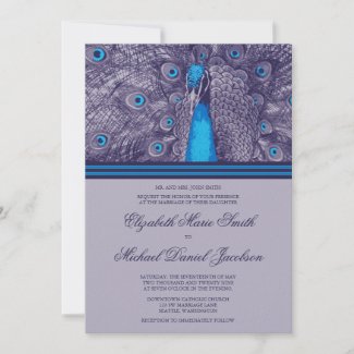Elegant Purple Teal Peacock Wedding Invitation zazzle_invitation