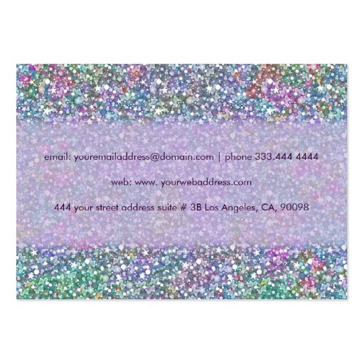 Elegant Purple Tint Glitter & Sparkles Business Card (back side)
