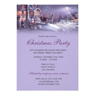Elegant purple vintage Christmas holiday party Personalized Invitation