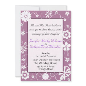 Elegant Purple Wedding Invitation invitation