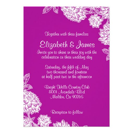 Elegant Purple Wedding Invitations (front side)