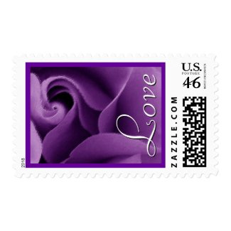 Elegant Purple Wedding Rose Love Stamp
