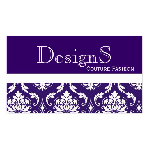 Elegant Purple White Damask Fashion Business Card
